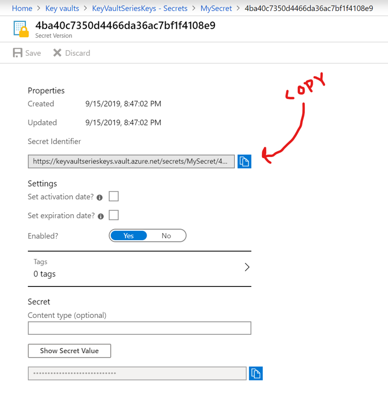 Copy Secret Identifier